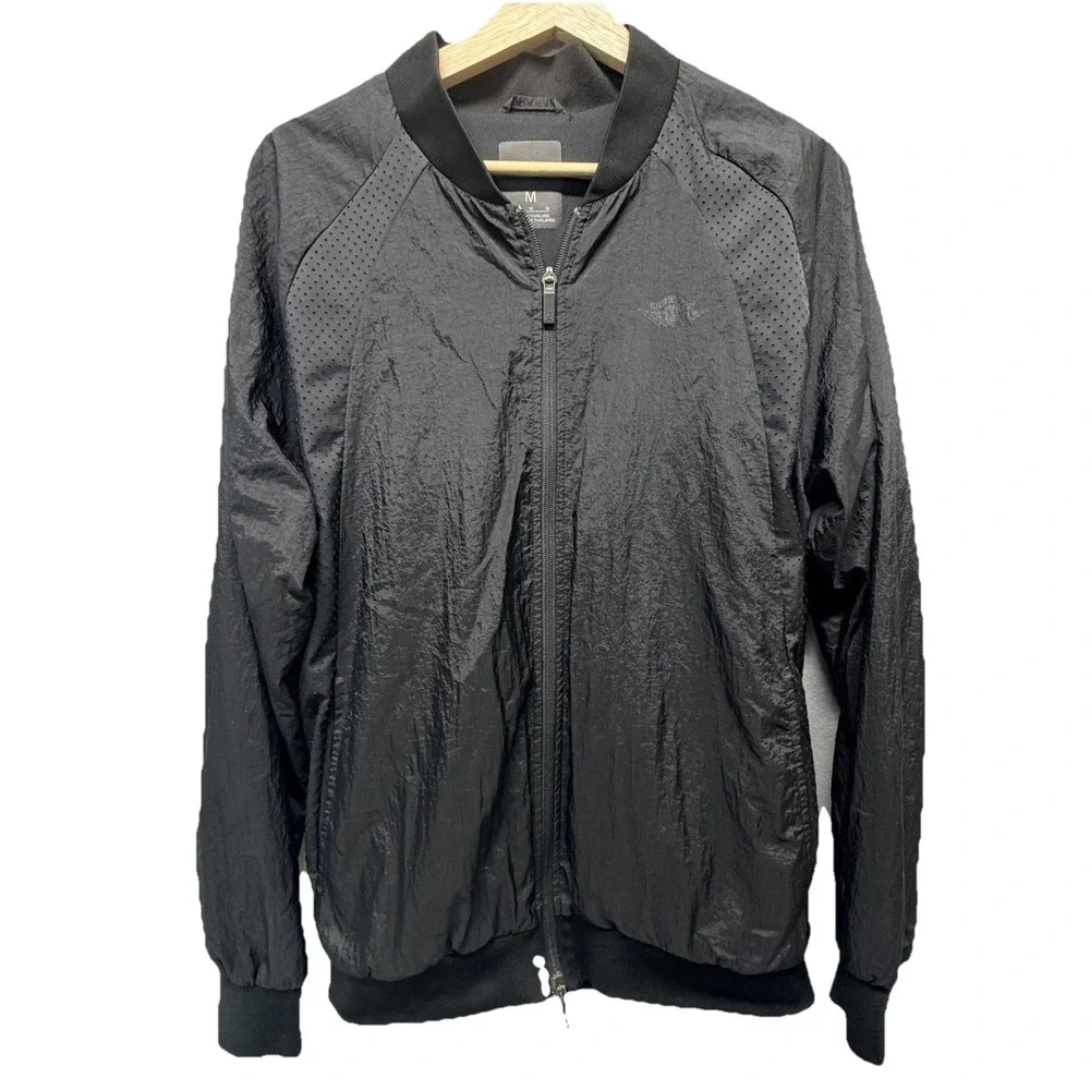 Jordan Bomber Jacket Men Black Excellent Perforated Full‎ Zip Lightweight Medium